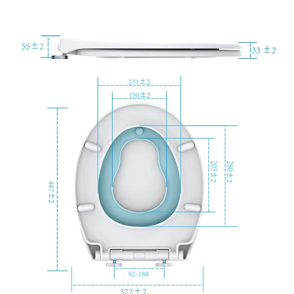 Todot Abattant WC Familial forme Ovale avec Siège Enfant Bleu Magnétique Retirable et Frein de Chute* Abattant Wc