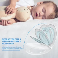 Todot Abattant WC Familial forme Ovale avec Siège Enfant Bleu Magnétique Retirable et Frein de Chute* Abattant Wc