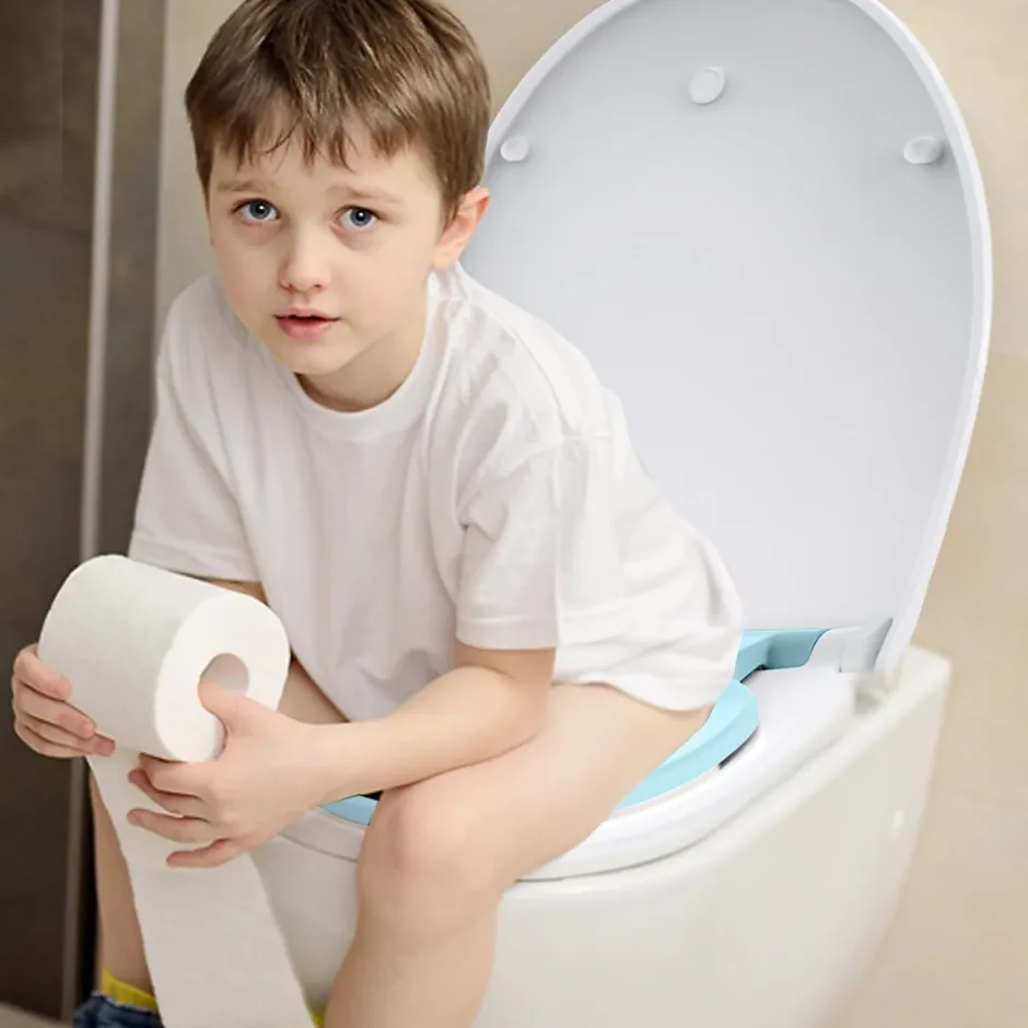 Todot Abattant WC Familial forme Ovale avec Siège Enfant Bleu Magnétique Retirable et Frein de Chute* Abattant Wc