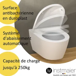 Instmaier Abattant WC forme en D en duroplast blanc avec frein de chute ALMA* Abattant Wc