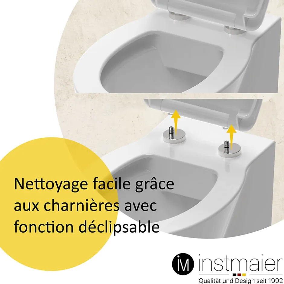 Instmaier Abattant WC forme en D en duroplast blanc avec frein de chute ALMA* Abattant Wc