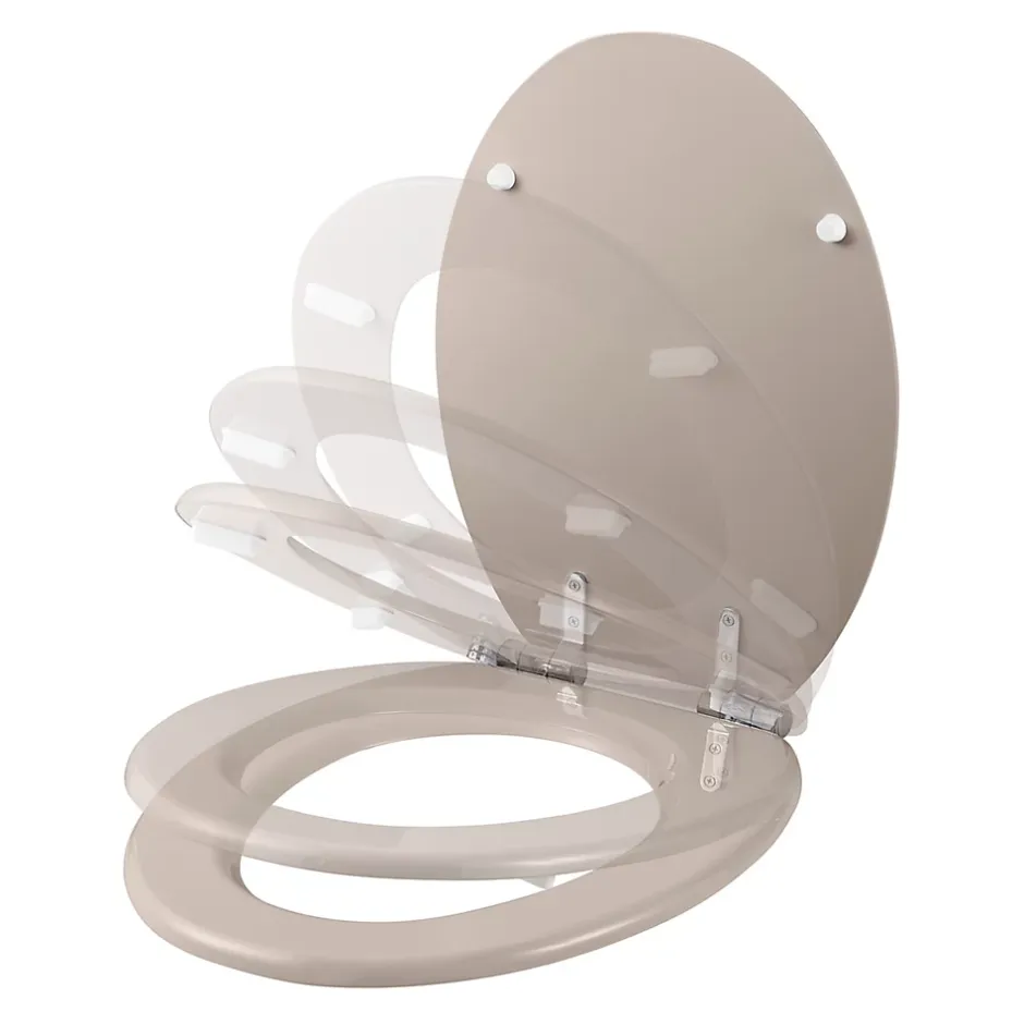 GoodHome Abattant WC Pilica coloris taupe en bois avec frein de chute