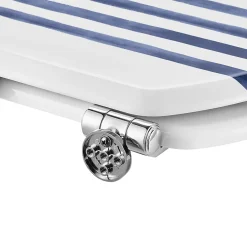 GoodHome Abattant WC Pilica coloris blanc et bleu en bois avec frein de chute