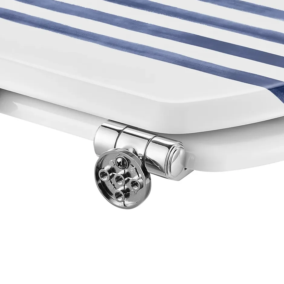 GoodHome Abattant WC Pilica coloris blanc et bleu en bois avec frein de chute