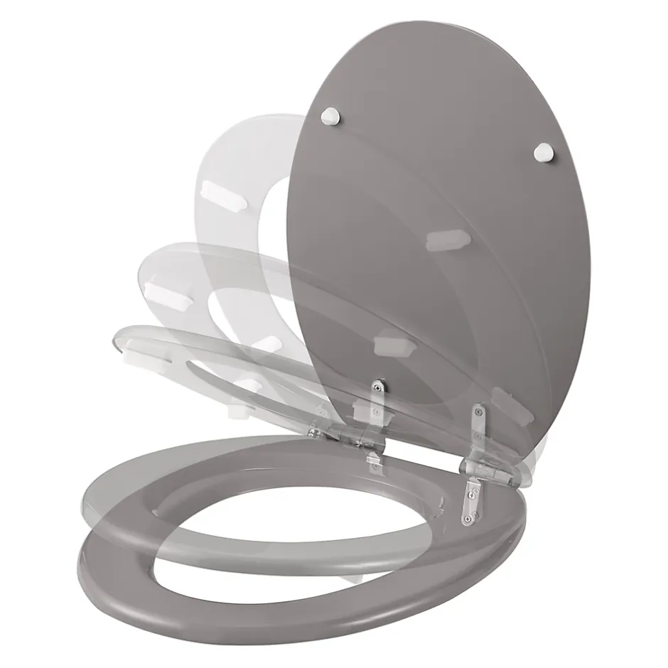 GoodHome Abattant WC Pilica coloris gris en bois avec frein de chute