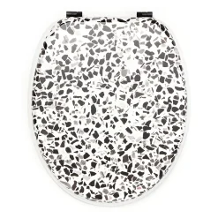 Gelco Design Abattant wc granito mdf blanc/noir charnières métal noir* Abattant Wc