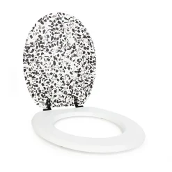 Gelco Design Abattant wc granito mdf blanc/noir charnières métal noir* Abattant Wc