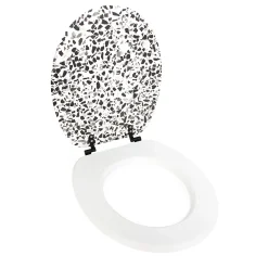 Gelco Design Abattant wc granito mdf blanc/noir charnières métal noir* Abattant Wc