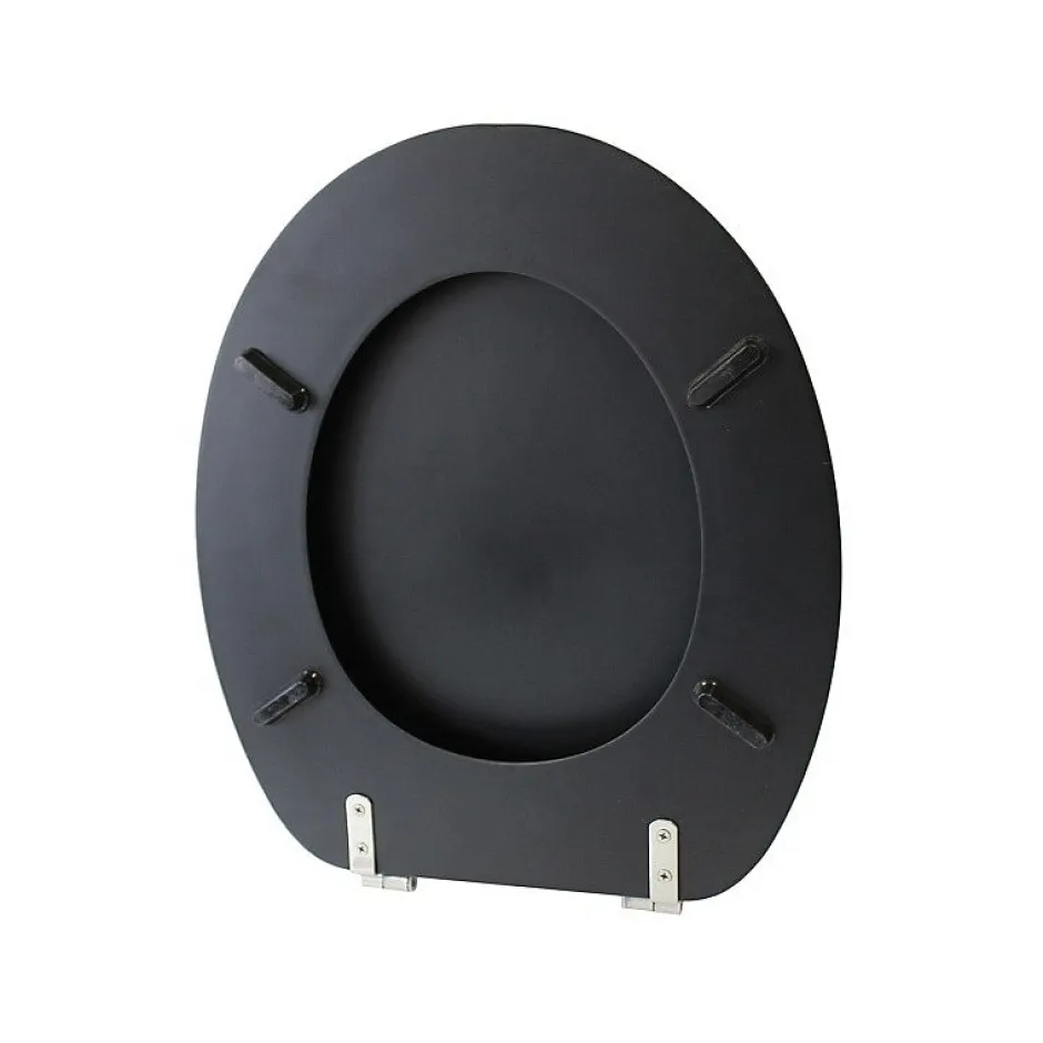 MSV Abattant wc MDF CLEO Noir mat Charnières Inox