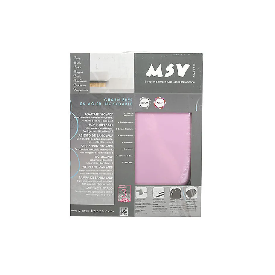 MSV Abattant wc MDF CLEO Rose Poudré Charnières Inox* Abattant Wc