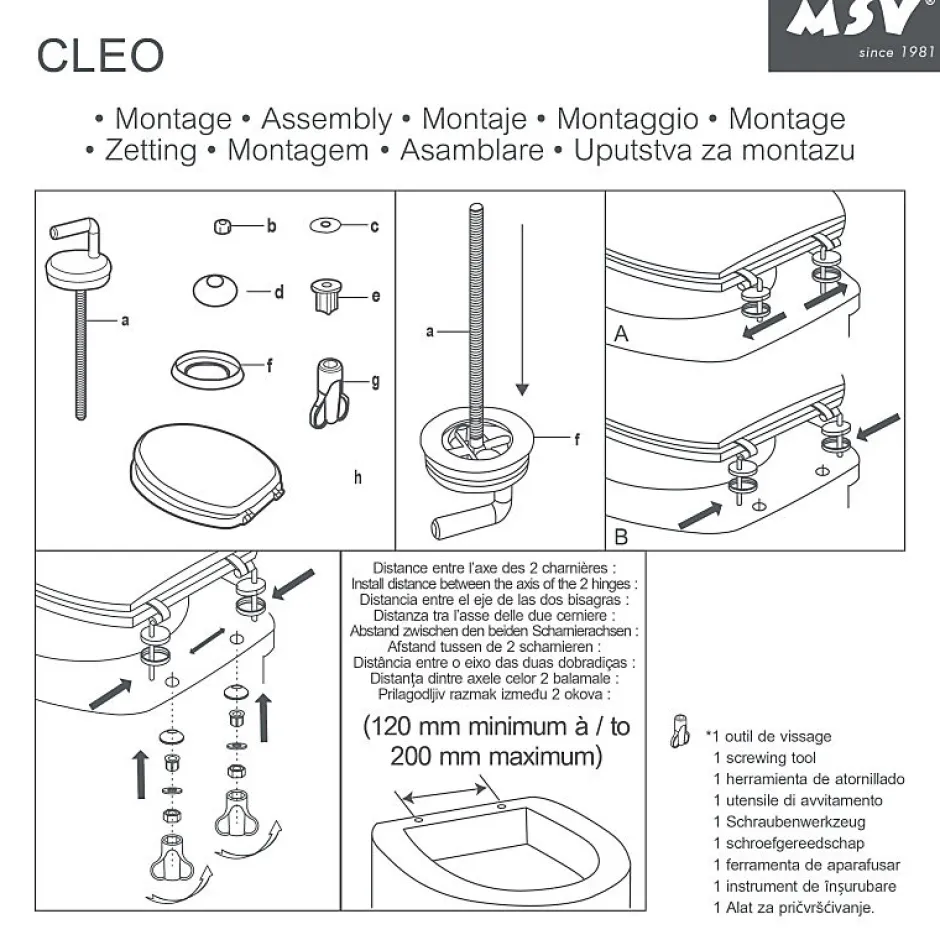 MSV Abattant wc MDF CLEO Rose Poudré Charnières Inox* Abattant Wc