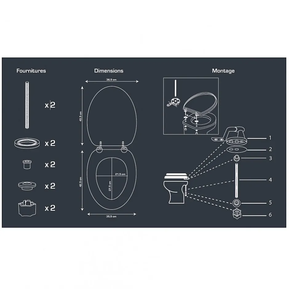 Guy Levasseur Abattant WC MDF compressé frein de chute* Abattant Wc