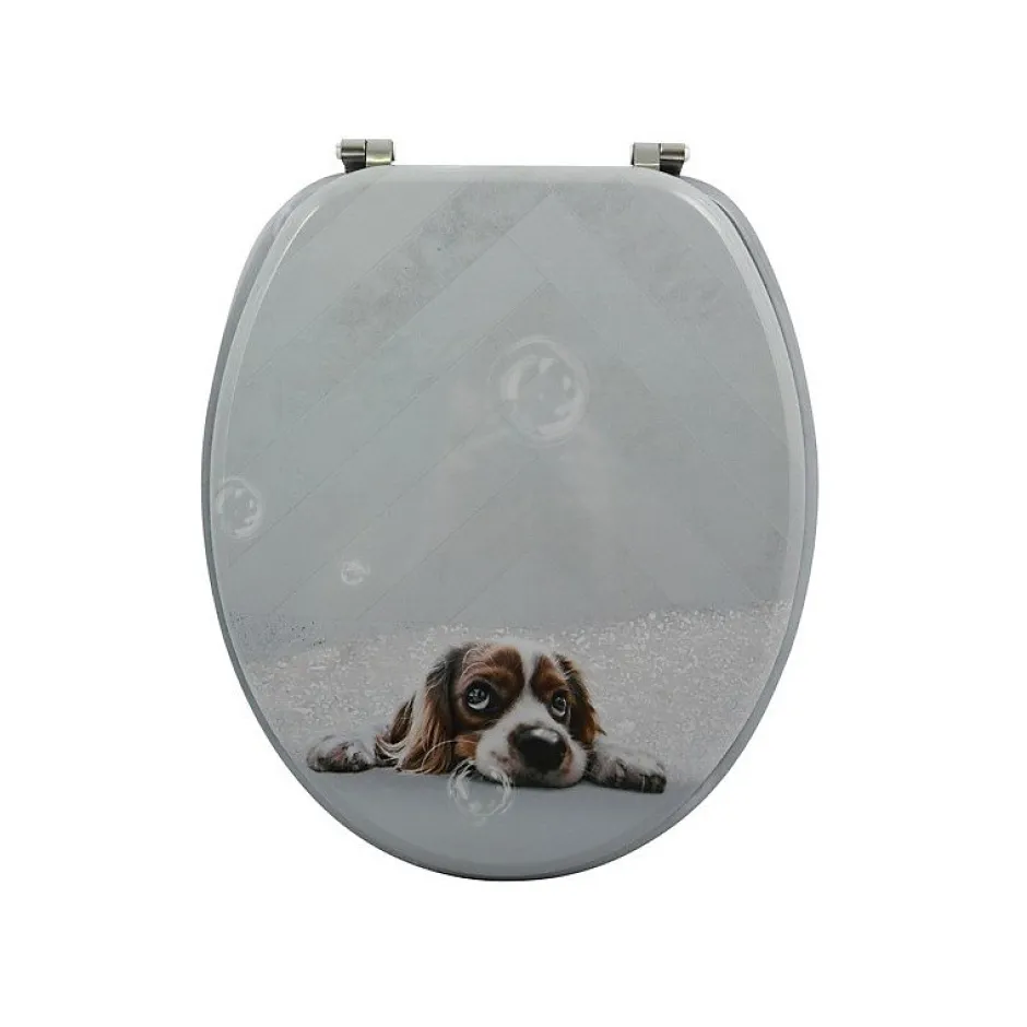 MSV Abattant wc MDF Doggy Bath Charnières Inox