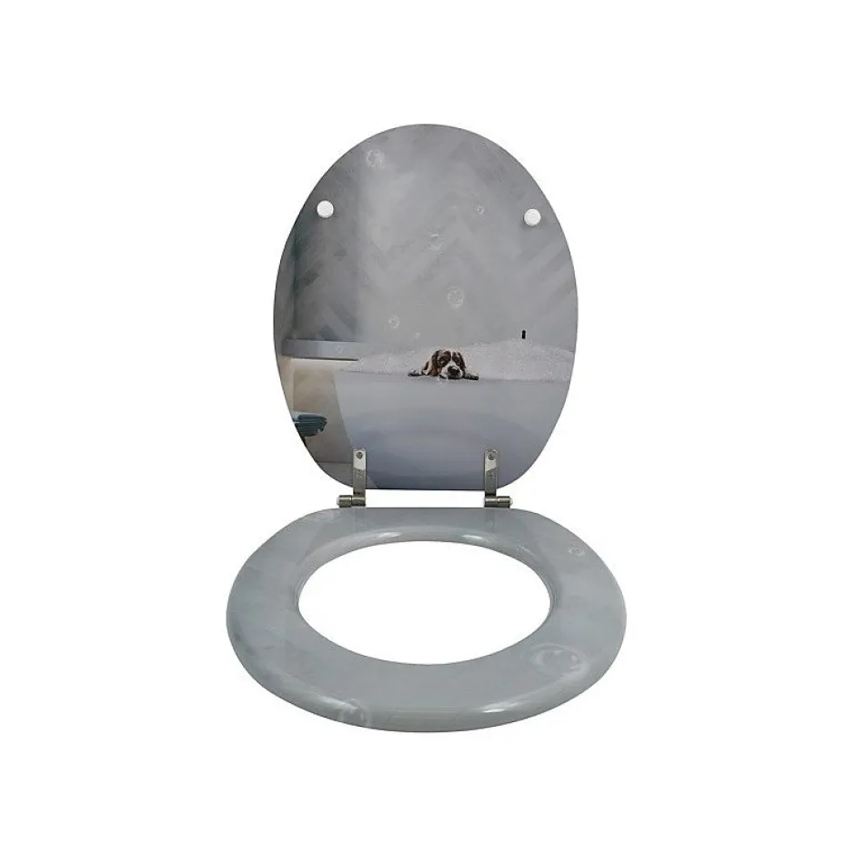 MSV Abattant wc MDF Doggy Bath Charnières Inox