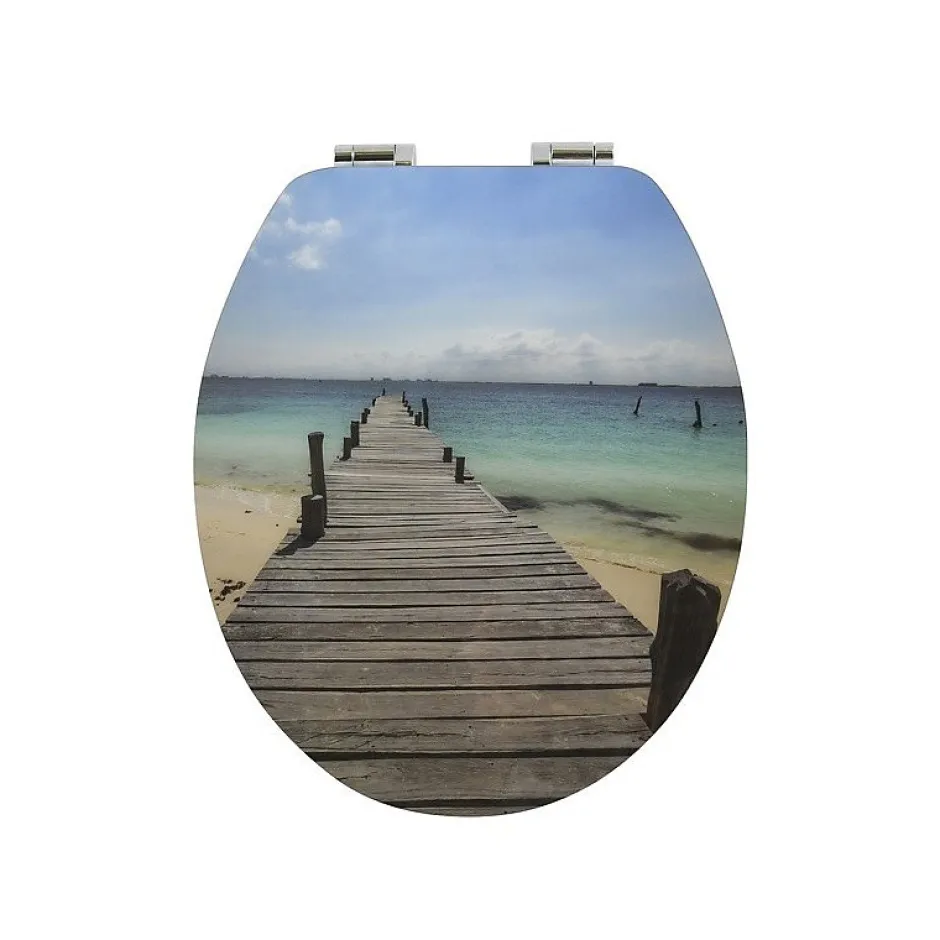 Spirella Abattant wc MDF MALDIVES Décor Plage Charnières Zinc* Abattant Wc