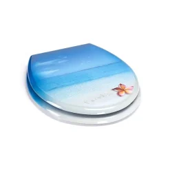 MSV Abattant wc MDF PARADISE Bleu Charnières Inox