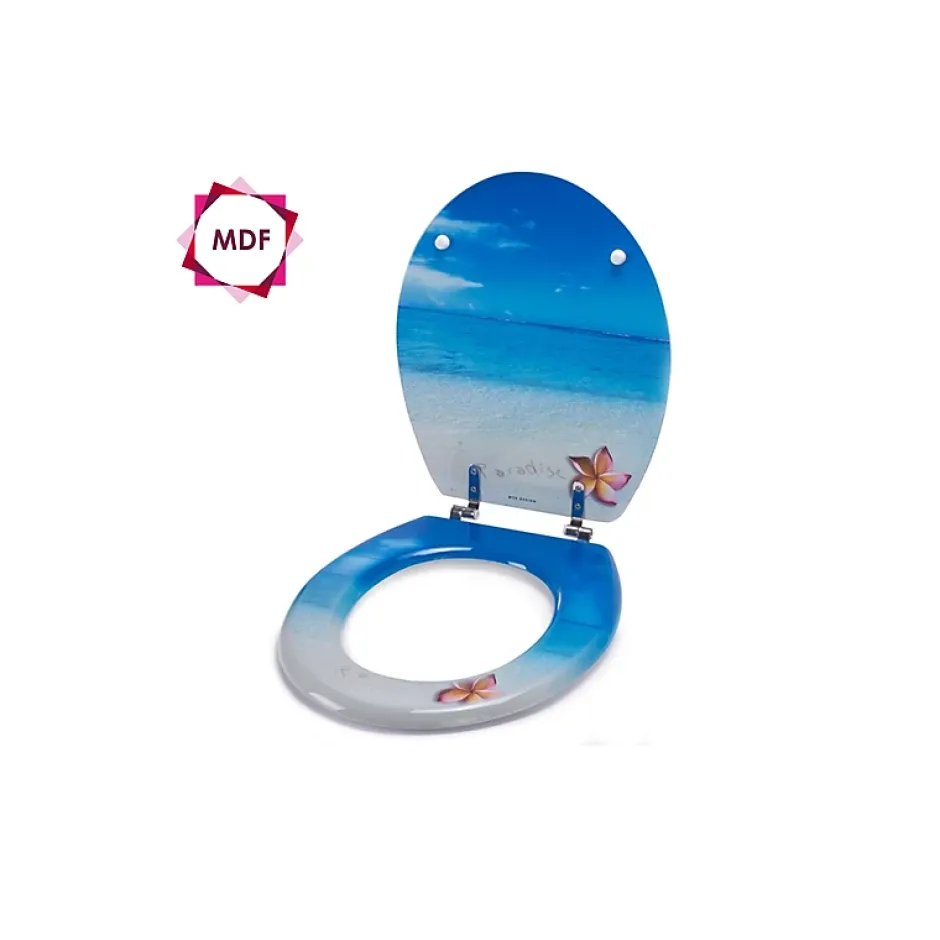 MSV Abattant wc MDF PARADISE Bleu Charnières Inox