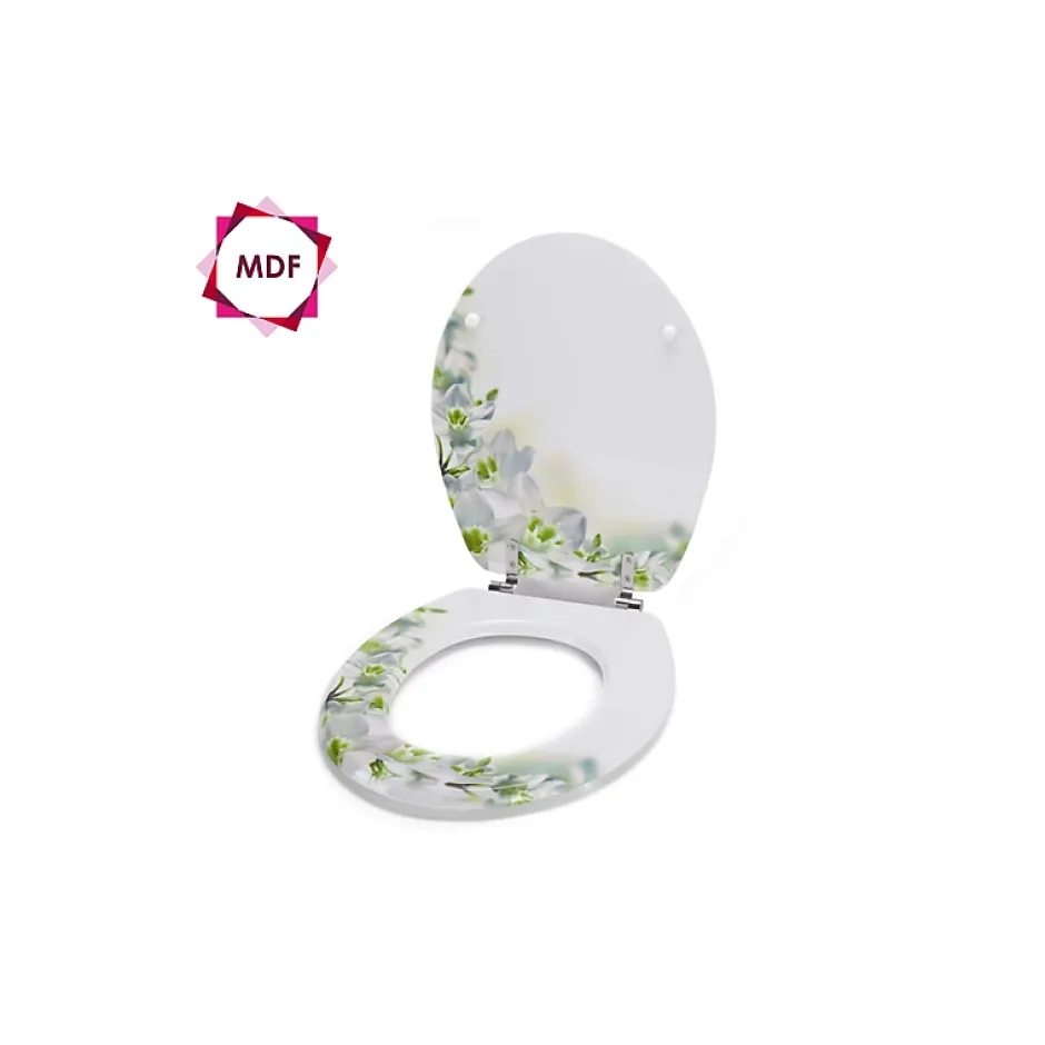 MSV Abattant wc MDF Sofaïa à Motifs Fleurs Charnières Inox* Abattant Wc