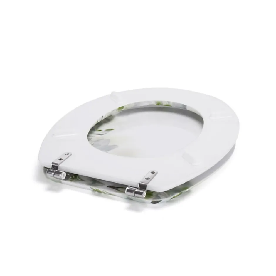 MSV Abattant wc MDF Sofaïa à Motifs Fleurs Charnières Inox* Abattant Wc