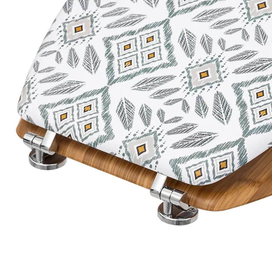 5Five Abattant WC motifs apaches et lunette effet bois à fermeture standard,