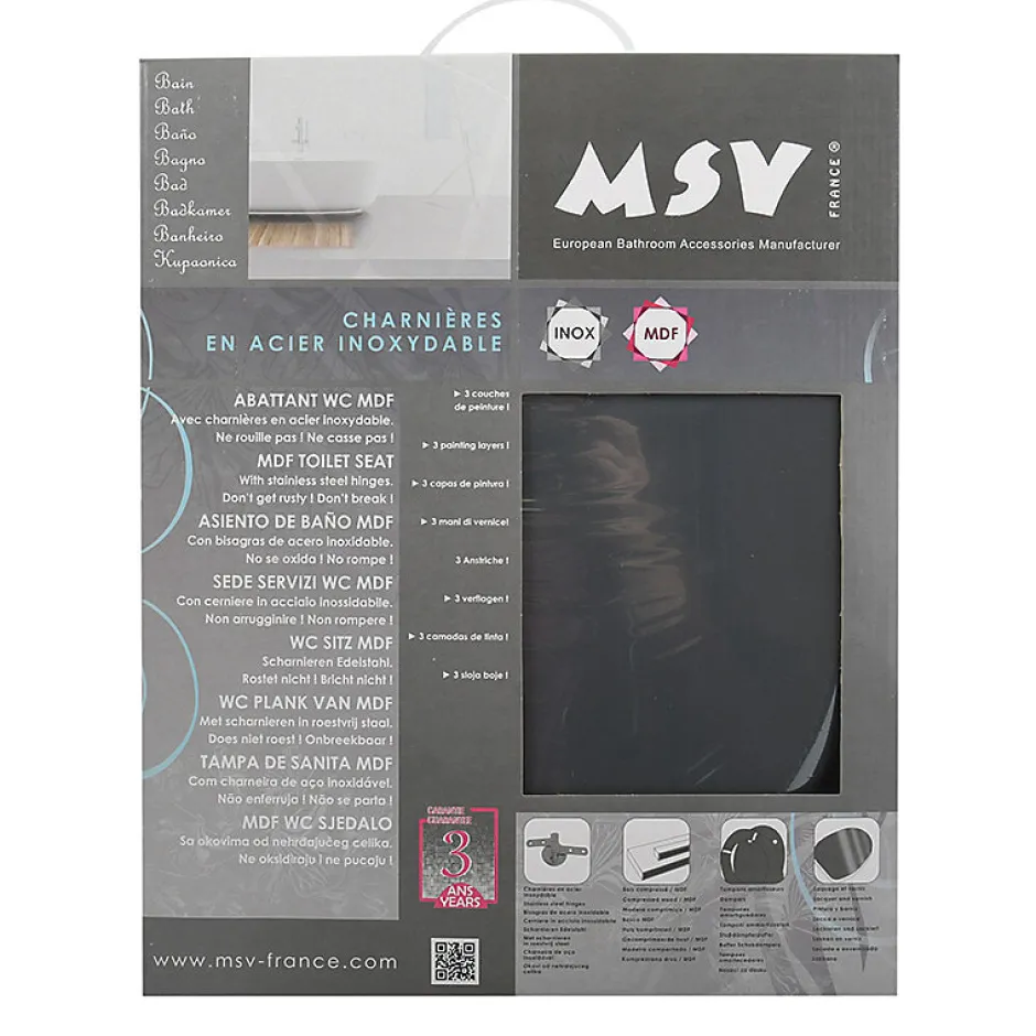 MSV Abattant WC - MDF - Charnières inox - Anthracite