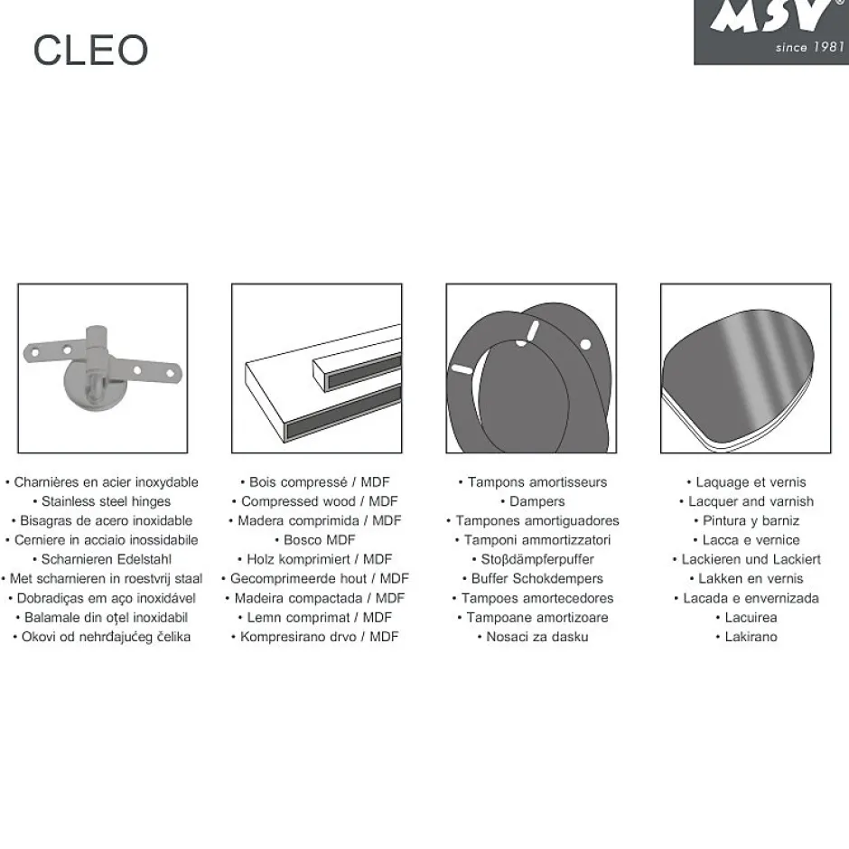 MSV Abattant WC - MDF - Charnières inox - Anthracite
