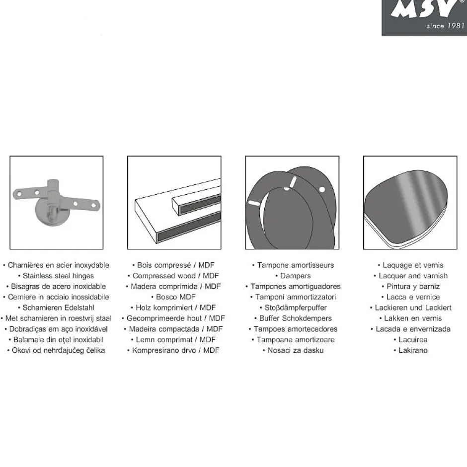 MSV Abattant WC - MDF - Parquet foncé