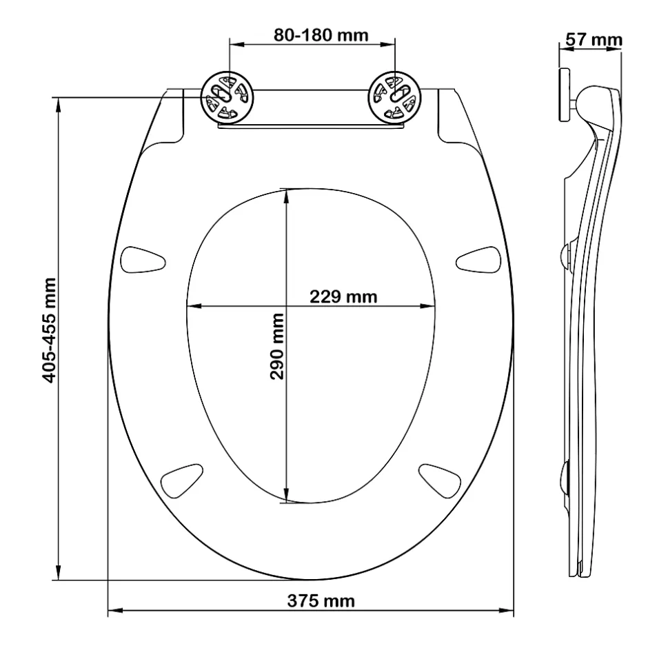 Bemis Abattant WC noir mat avec frein de chute déclipsable