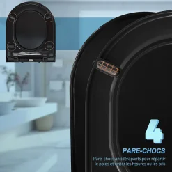 Todot Abattant WC Noir Déclipsable Forme D avec Frein de Chute