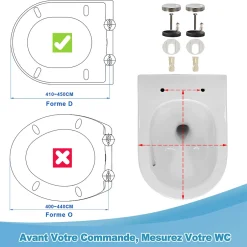 Todot Abattant WC Noir Déclipsable Forme D avec Frein de Chute