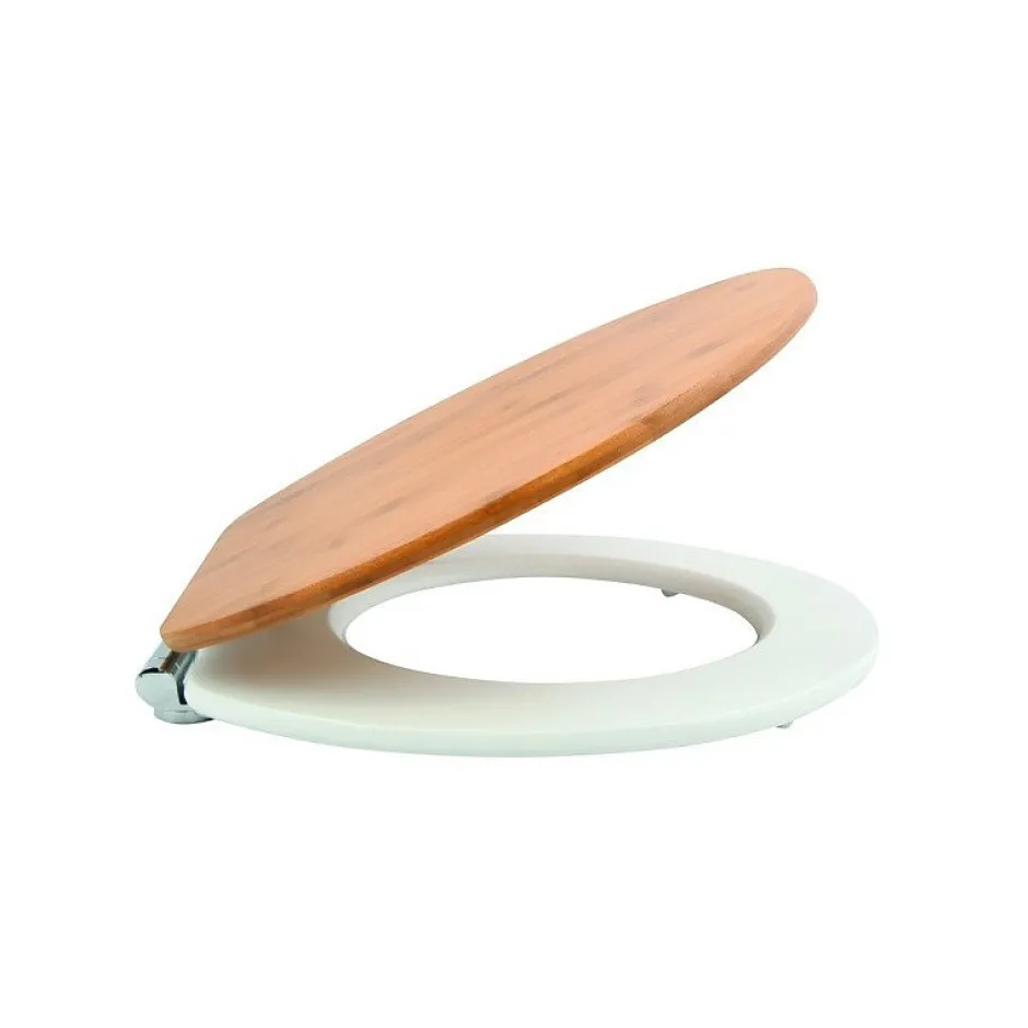 Spirella Abattant wc OSLO Bambou Blanc Charnières Zinc