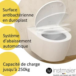 Instmaier Abattant WC ovale en duroplast blanc avec frein de chute ALMA