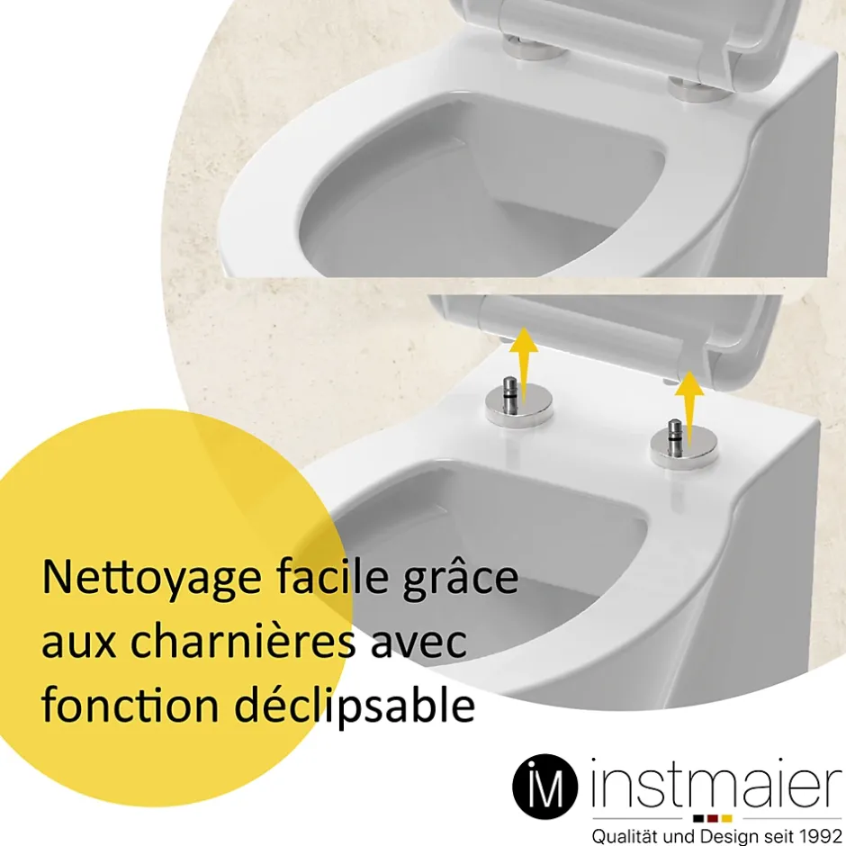 Instmaier Abattant WC ovale en duroplast blanc avec frein de chute ALMA