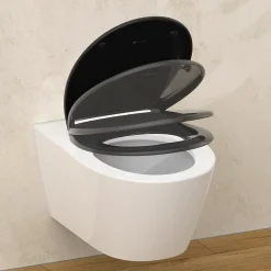 Instmaier Abattant WC ovale en duroplast noir avec frein de chute ALMA* Abattant Wc
