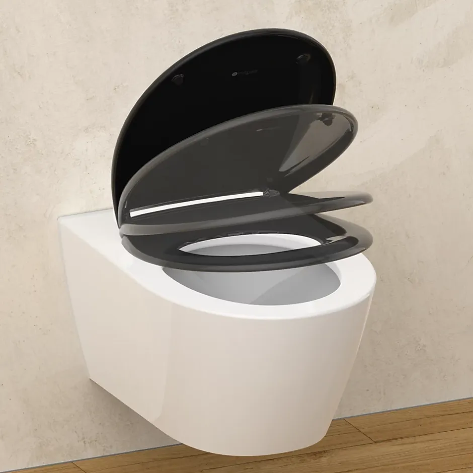 Instmaier Abattant WC ovale en duroplast noir avec frein de chute ALMA* Abattant Wc