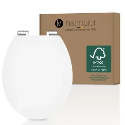 Instmaier Abattant WC ovale en MDF blanc avec frein de chute GAIA