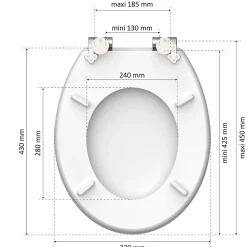 Instmaier Abattant WC ovale en MDF blanc avec frein de chute GAIA