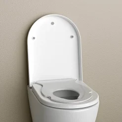Bernstein Abattant WC plastique avec double Lunette WC pour famille et enfant, charnières acier inox - Blanc - 46,4x35,9x5,1cm - U1006* Abattant Wc