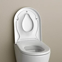 Bernstein Abattant WC plastique avec double Lunette WC pour famille et enfant, charnières acier inox - Blanc - 46,4x35,9x5,1cm - U1006* Abattant Wc