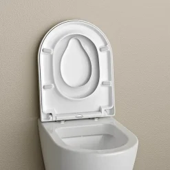 Bernstein Abattant WC plastique avec double Lunette WC pour famille et enfant, charnières acier inox - Blanc - 46,4x35,9x5,1cm - U1006* Abattant Wc