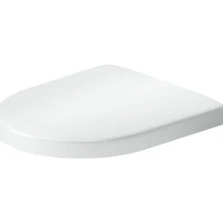 Duravit Abattant WC plastique Blanc forme D, Lunette toilettes universel à frein de chute / fermeture amortie - 37,5x41,7x5,1cm - Univavo