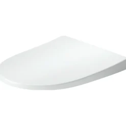 Duravit Abattant WC plastique Blanc forme D extra-plat, Lunette toilettes à frein de chute / fermeture amortie, 36x42,3x4,5cm, Univavo* Abattant Wc
