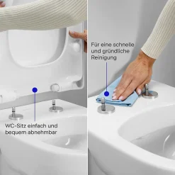 Duravit Abattant WC plastique Blanc forme D extra-plat, Lunette toilettes à frein de chute / fermeture amortie, 36x42,3x4,5cm, Univavo* Abattant Wc