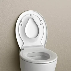 Bernstein Abattant WC plastique Lunette WC moderne, Cuvette toilette fermeture douceur pour enfant + adulte, Blanc, 44,6x37,1x5,2cm, U2004* Abattant Wc