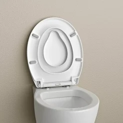 Bernstein Abattant WC plastique Lunette WC moderne, Cuvette toilette fermeture douceur pour enfant + adulte, Blanc, 44,6x37,1x5,2cm, U2004* Abattant Wc