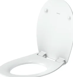 Duravit Abattant WC plastique Ovale Blanc, Lunette toilettes universel à frein de chute / fermeture amortie - 37,3x43,3x5cm - Univavo* Abattant Wc