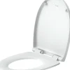 Duravit Abattant WC plastique Ovale Blanc, Lunette toilettes universel à frein de chute / fermeture amortie - 37x43,3x4,8cm - Univavo