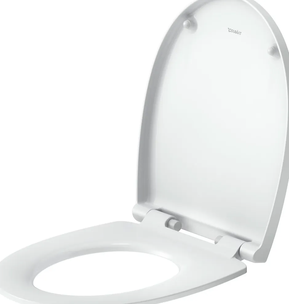 Duravit Abattant WC plastique Ovale Blanc, Lunette toilettes universel à frein de chute / fermeture amortie - 37x43,3x4,8cm - Univavo