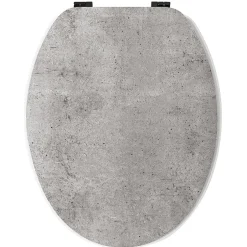 Gelco Design Abattant wc real mdf gris charnières métal noir