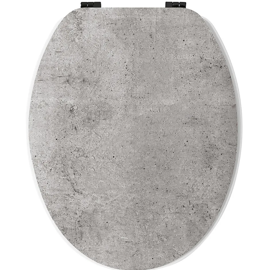 Gelco Design Abattant wc real mdf gris charnières métal noir